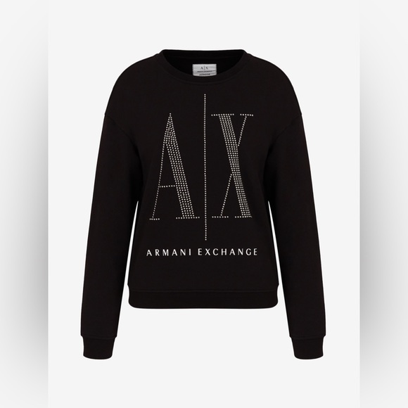 Armani Exchange ICON LOGO STUDDED CREW NECK SWEATSHIRT - Picture 9 of 11